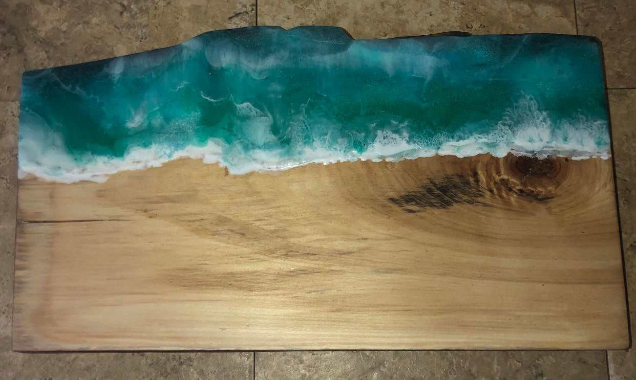 ****SOLD!!!!!!!! Large Beach Board Epoxy Art Charcuterie/Serving Board
