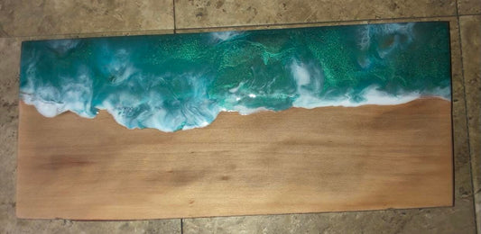 ****SOLD****Caribbean Style Beach Art Epoxy Charcuterie/Serving Board