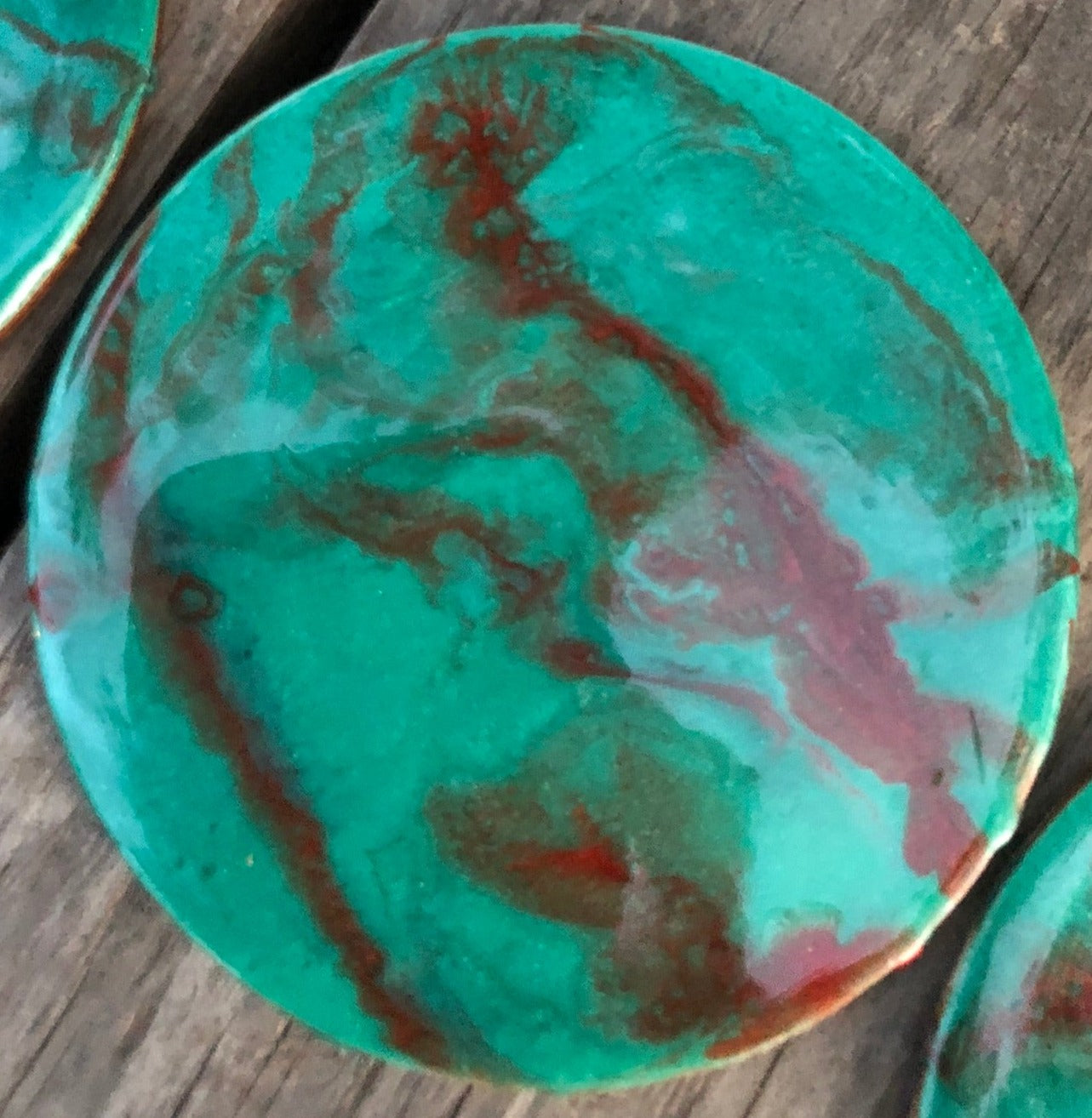 Peacock Teal and Gold Marble Style Coasters