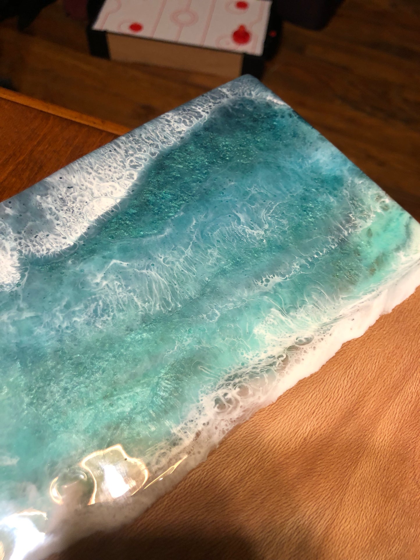 HUGE Stormy Caribbean Style Beach Art Epoxy Charcuterie/Serving Board